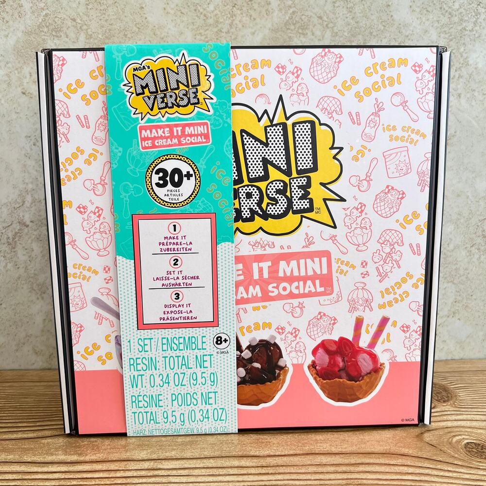 MGA's Miniverse Make It Mini Food Ice Cream Social Exclusive Playset 30+ Pieces